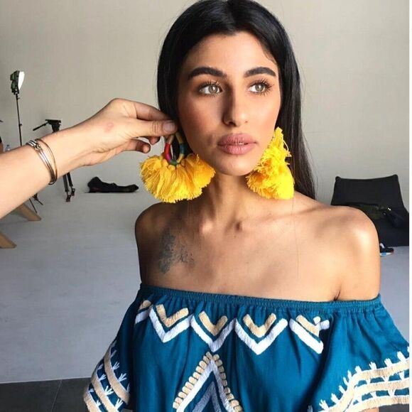 NWT Mochi Hallu Statement Tassel Woven Yellow Boho Fringe Crochet Big Earrings - Picture 1 of 12